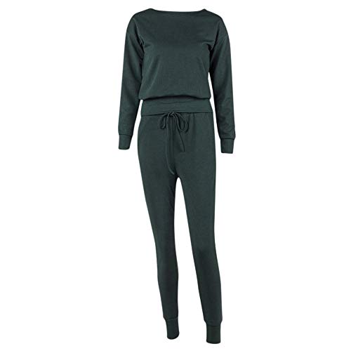 Dreamyth-Winter 2Pcs Women Solid Tracksuit Sweatshirt Regular Sleeve Long Pants Sport Lounge Wear Suit Sets (Army Green, S:Bust:98cm/38.6'')