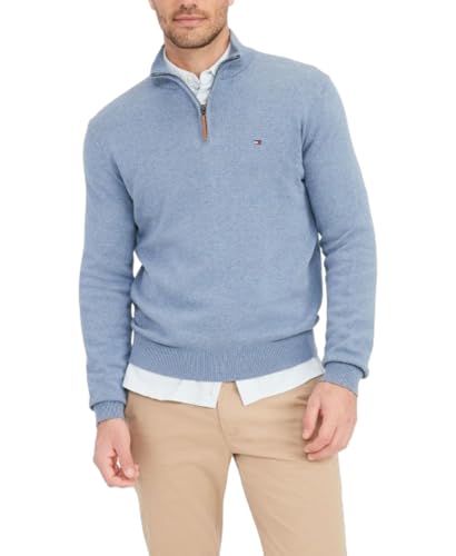 Tommy Hilfiger Men's Long Sleeve Fleece Quarter Zip Pullover Sweatshirt, Fleet…