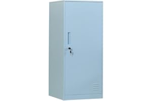 DAYTOYS 1 Door Metal Vertical Storage Locker for Kids Bedroom, Children Room, School, Office, Home,Stackable Steel Storage Cabinet for Toys,Sports Equipment,Anti-Falling Device. (1D, Blue)