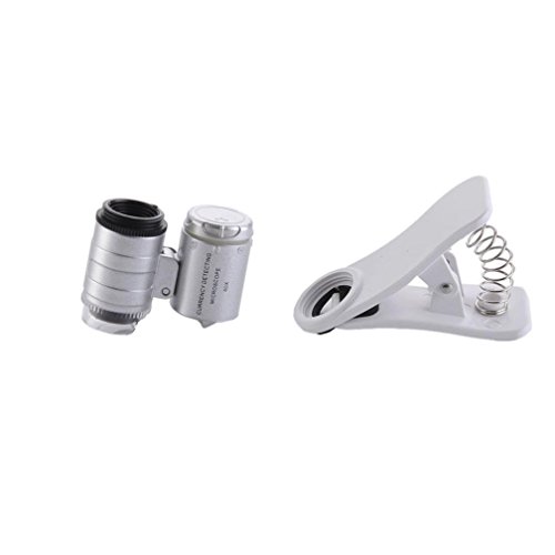 AutumnFall Magnifier,9882W 60X Magnifying Universal Mobile Phone LED Microscope Magnifier with Clip (Silver) - Thumbnail 6