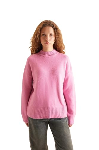 DeFacto Pullover Damen Langarm Blusen und Tuniken - Pullover Damen Winter Sweater PINK S