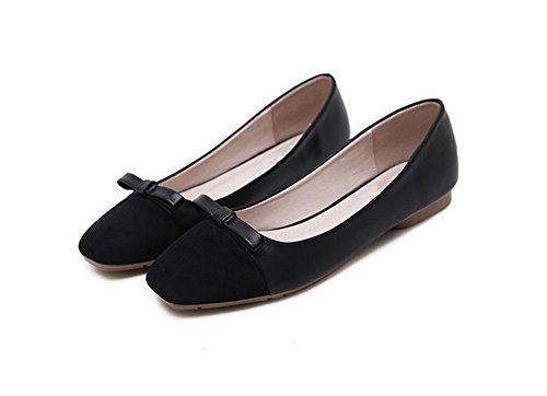Women's Round Toe Soft Slip On Ballet Flats(Black-a-a-35/4 B(M) US Women)