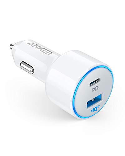 USB C Car Charger, Anker 49.5W PowerDrive Speed+ 2 Car Adapter with One 30W PD Port for MacBook Pro/Air 2018, iPad Pro, iPhone XS/Max/XR/X/8, S10/S9, and One 19.5W Fast Charge Port for S8 and More