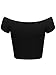 HUHOT Kim Possible Cosplay Womens Short Sleeve Basic Off The Shoulder Tops for Women Short Cami Crop Top Black