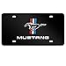 Mustang Logo Black Sturdy Stainless Steel Front License Plate,with Screw Caps Cover Set Suit，Applicable to US Standard car License Frame for Ford Mustang.（Print）