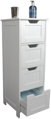 (42005 SLIM) SLIM white wood storage cabinet - drawers - bathroom, bedroom, any room by Elegant Brands Ltd
