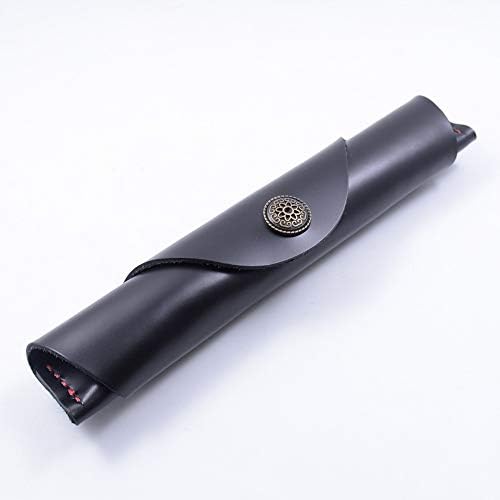 Classic leather case made of high quality leather pen case holder sleeve for single capacity with snap closure Schwarz