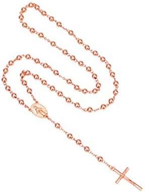 13" Stunning Rose Gold Catholic Rosary Necklace Jewelry Rosario Proverbs 30:5