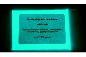 ART 'N GLOW Glow in The Dark Pigment Powder - Neutral and Fluorescent Color for Art Painting, Fine Art, Nail Art Paint, and DIY Crafts - Long Lasting, 10+ Color Options - Neutral Aqua - (12 Grams)