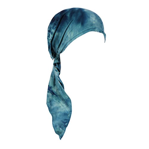 SUKEQ Stretch Pre-Tied Chemo Hat Beanie Cap Turban Headwear Long Hair Headwrap Scarves for Cancer (Green)