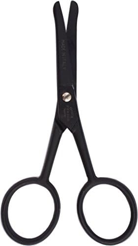 Teflon-Coated Combination Nose and Moustache Scissors, 3.74-Inches, Carbon Steel with Micro-Fine Serrated Edge, Made in Italy
