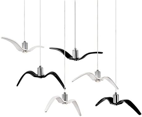Minimalist Black Seagull Ceiling Pendant Lamp, with Warm White LED Bulb for Kitchen Island Dining Table, Studio