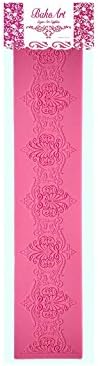 BakeArt Long Silicone Lace Damask Filigree Scroll Mold for Cake Decorating, Baking, Sugar Art, Edible Icing or Crafts, 14-1/4 x 3-1/8