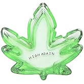Glass Home Ashtray Marijuana Leaf Shape Ashtrays for Weed 420 Cannabis Cigarette Ash tray for Men, Secret Santa Gag Gift (Green)