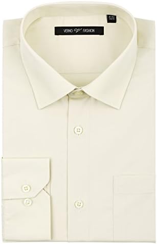 VERNO FASHIONVerno Mens Long Sleeve Dress Shirts Formal Button Up Shirts Spread Collar Solid Shirts