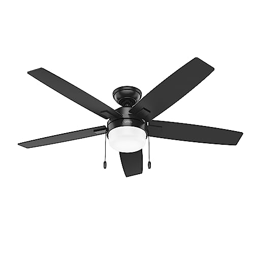Hunter Fan Company 52485 Anisten Bedroom Ceiling Fan with LED Lights, Large Low Profile, Matte Black