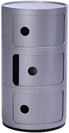 QYJpB Round Three-Shelf Bedside Table Side Table Multi-layer Storage Storage Bucket Multi-function Side Cabinet (color : Gray)