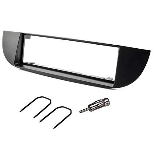 Sound-way Single DIN Car Radio Installation Kit, 1 DIN Front Panel Frame, Facia Adaptor, Antenna Adapter, Release keys, compatible with FIAT 500 Cinquecento