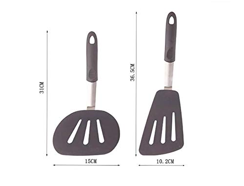 4-piece Silicone Rubber Spatula Non-stick Heat Resistant Slotted Turner Household Stainless Steel Elastic Griddle Steak Spatula Innovative Kitchenware Set Egg Turners Pancake Flippers Utensil Set