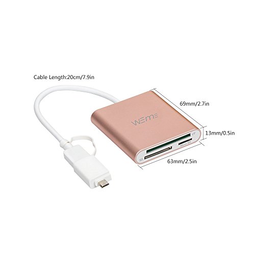 CF Card Reader, WEme Aluminum SuperSpeed USB 3.0 SD Card Adapter with Micro USB OTG Converter, Sandisk/Lexar Writer for Micro SD, TF, Compact Flash, Camera Memory Card and Laptop, Android Smartphone