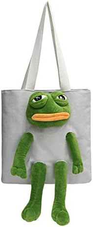 女性用ショルダーバッグ, 女性用の人形キャンバスバッグバッグ, 悲しいカエルの子供用のカバン, 悲しいカエルかわいい豪華なポータブルメッセンジャーバッグ女の子ハンドバッグ, トートバッグ TNFオーガニックコットントート
