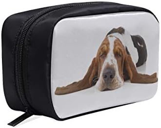 Basset Hound With Flying Ears Portable Travel Makeup Cosmetic Bags Organizer Multifunction Case Small Toiletry Bags For Women And Men Brushes Case