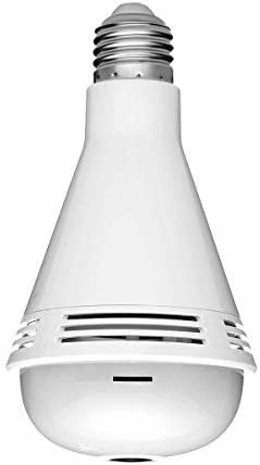 EMAX Wireless IP camera, 960P 360 Degrees Fisheye Lens Panoramic Camera, P2P Wi-Fi connection, Screw interface E27, Approximate bulb shape, Easy to install.