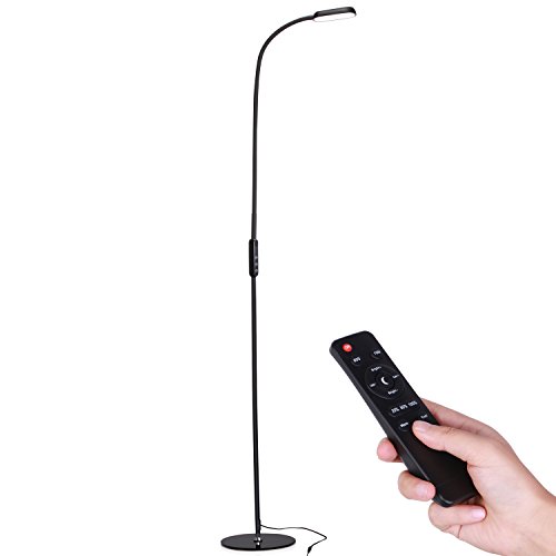 Floor Lamp with Remote, AVAWAY LED Standing Lamp with Ajustable Neck, 5 Levels Brightness 5 Color Temperature Mode, Memory Function,Touch Reading Lamp for Living Room, Bedrooms Office
