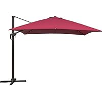 Sale Snail 10 X 10 Ft Heavy Duty Aluminum 360 Degree Rotating Square Patio Offset Umbrella With Crank Lift Tilting Outdoor Commercial Cantilever Rectangular Umbrella Burgundy Pillow Covers 2 Square