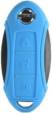 Silicone Key Fob Case Cover Fits Nissan 3 Button Remote Key Fob (Light Blue)