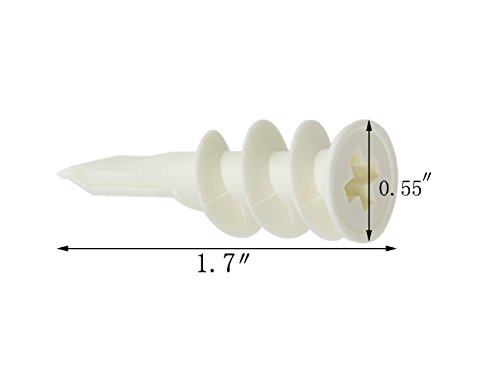 TOVOT 200 PCS M4 Screw Plastic Self-Drilling Drywall and Hollow-Wall Anchor Kit with Screw Wall Anchor Hooks, and Hollow-door Toggle