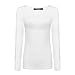 OThread Women's Plain Basic Spandex Long Sleeves T-shirt Scoop Neck Tee (Small, White)