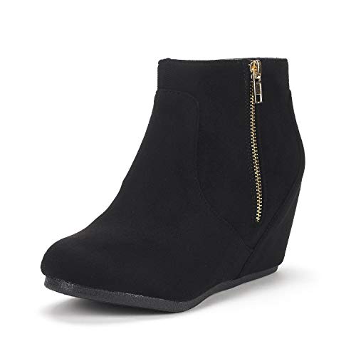 black low wedge boots