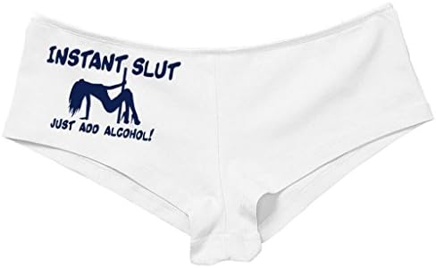 Kanughty Knickers Women's Instant Slut Just Add Alcohol Hot Sexy Boyshort White/Navy Blue