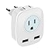 European Travel Plug Adapter, HITRENDS International Power Plug Adapter with 2 USB Ports and 2 Outlets, 4 in 1 Outlet Adapter for USA to Most of Europe EU Spain Iceland Italy (Type C)