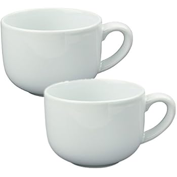 24 ounce Extra Large Latte Coffee Mug Cup or Soup Bowl with Handle - White (Set of 2)