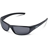 Duduma Tr8116 Polarized Sports Sunglasses for Baseball Cycling Fishing Golf Superlight Frame(Black matte frame with black lens)