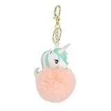 Real Sic Unicorn Pom Pom Keychain - Faux Fur Fluffy