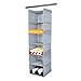 MAX Houser 6 Tier Shelf Hanging Closet Organizer, Closet Hanging Shelf with 2 Sturdy Hooks for Storage, Foldable (Light Grey)