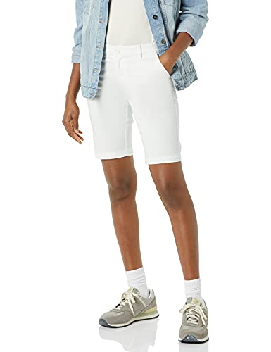 Amazon Essentials Women's Mid-Rise Slim-Fit 10" Inseam Bermuda Chino Shorts, Wh…