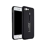 GFTSTORE iPhone 8 Case / iPhone 7 Case, Dual Layer Protective Shockproof Case Cover with Metal Kickstand and Silicone Ring - Black