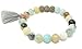 Mana Vibes Essential Oil Semi Precious Gemstone Tassel Beaded Bracelet with Lava Beads, Essential Oil Jewelry 8mm Bead Size, Grey Tassel (Amazonite Grey Lava Beads)
