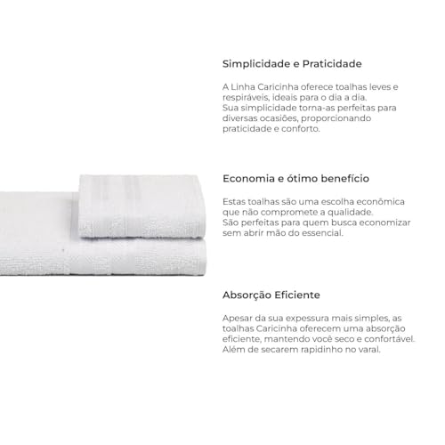 Kit 10 Toalhas Banho para Hotel 100% Algodão Caricinha - Branca