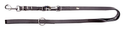 Dingo Soft Leather Dog Leash Adjustable 120-200 cm Handmade with a Swappable Clasp Black 11228