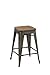 BTExpert MIERES 24-inch Industrial Antique Distressed Metal Stackable Tabouret Dining Modern Steel Handmade Wood top seat (Set of Two Bar stools), Copper Rustic Clear