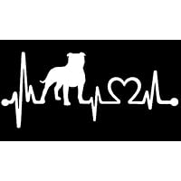 Bluegrass Decals Pit Bull Non Cropped/Floppy Pitbull Heartbeat Lifeline Monitor Decal Sticker (White, 7.5")