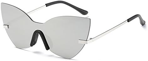 AOME One Piece Mirrored sunglasses, Butterfly Designer Cat Eye Sunglasses (Silver&amp;Siver, 2.0)