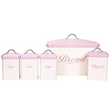 Hot Sale X649 Metal Square Home Kitchen Gifts Bread Bin/Box/Container Biscuit Tea Coffee Sugar Tin Canister Set (Pink)
