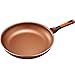 Nonstick Frying Pan, TIBEK 12.5-Inch Hard-Anodized Deep Omelette Pan with Detachable Soft-Touch Comfortable Handle, Scratch-resistant Surface, PFOA Free, Copper Frying Pan