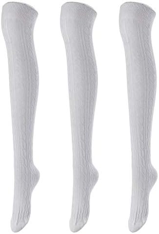 Lovely Annie Women's 3 Pairs Over Knee High Thigh High Cotton Socks One Size L1024-3p